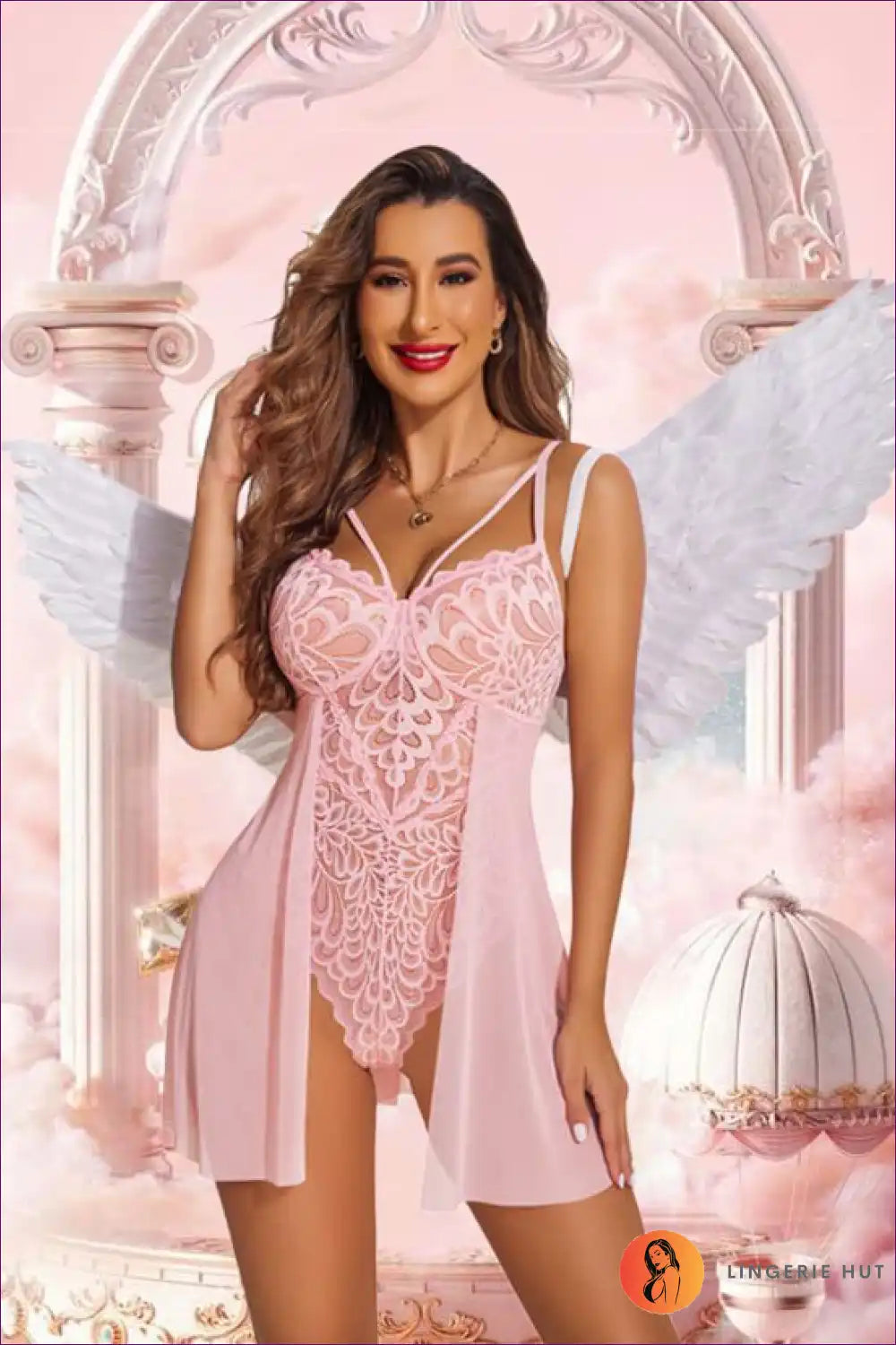 Angelic Pink Lace Babydoll Heavenly Elegance Romantic Nights Lingerie Hut