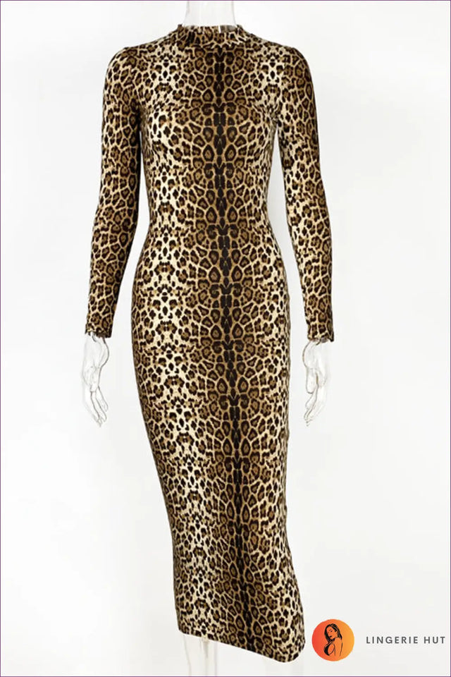 Animal Print Bodycon Midi Dress - Statement Evening Mood