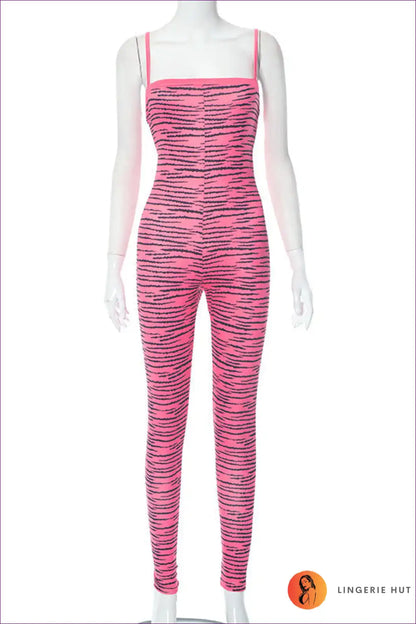 Animal Print Bodysuit with Spaghetti Straps - Fierce Night Energy for Animal, Bodycon, Bodysuit, Boudoir,