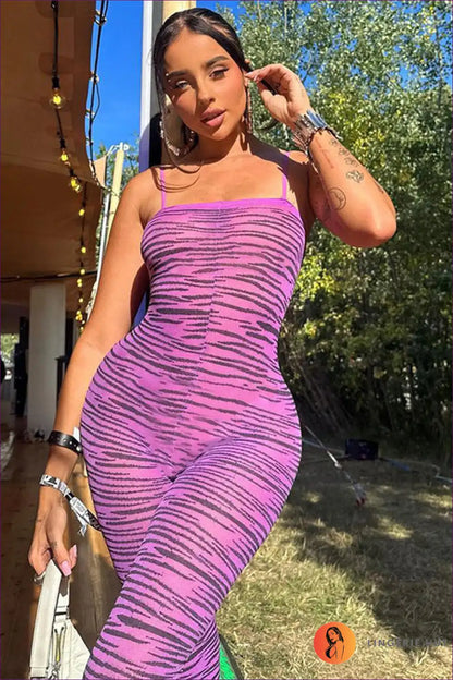 Animal Print Bodysuit with Spaghetti Straps - Fierce Night Energy for Animal, Bodycon, Bodysuit, Boudoir,