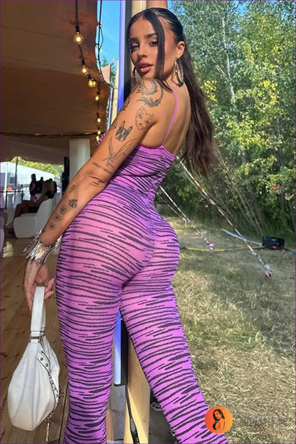 Animal Print Bodysuit with Spaghetti Straps - Fierce Night Energy for Animal, Bodycon, Bodysuit, Boudoir,