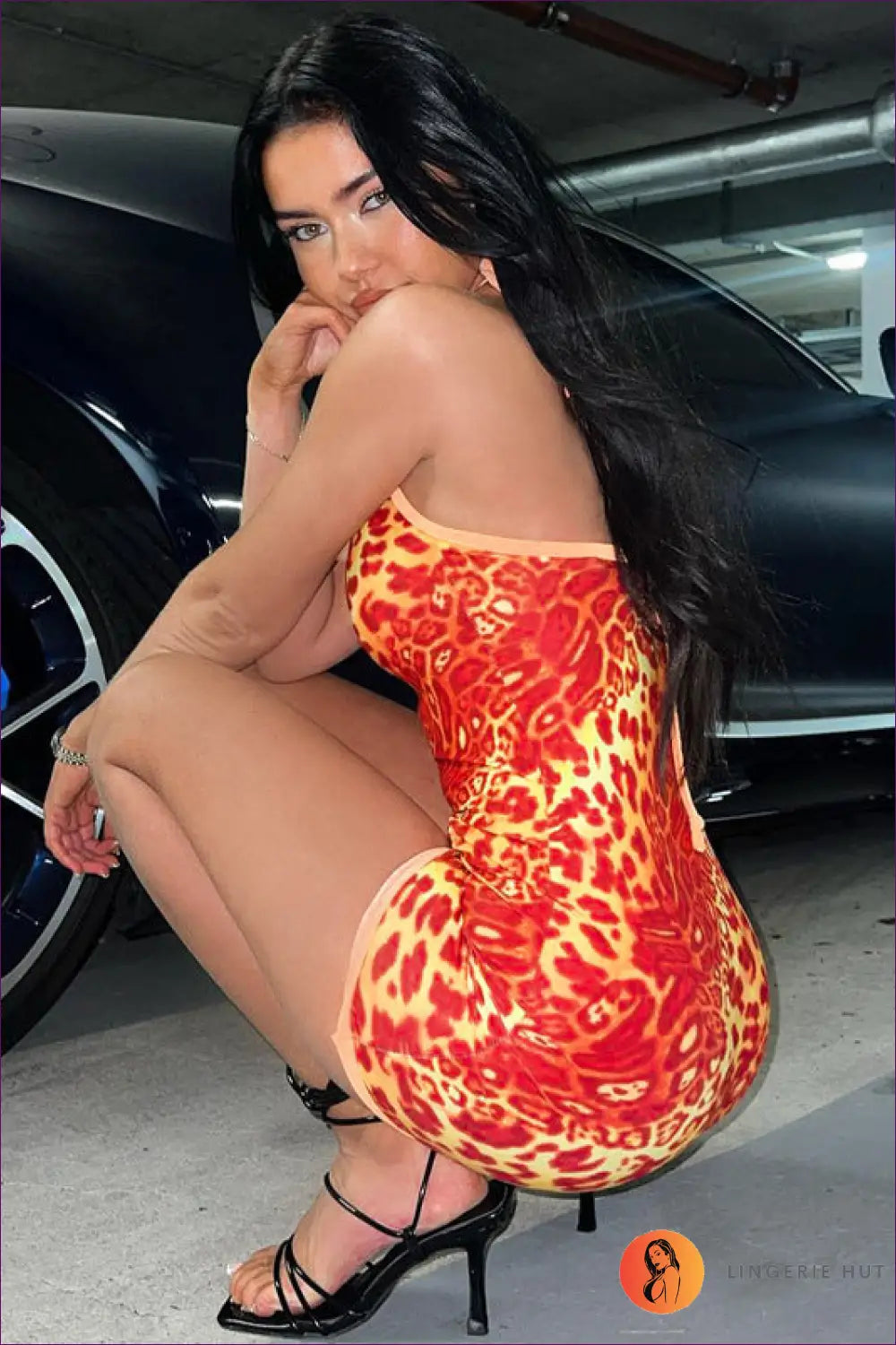 Animal Print Halter Mini Dress - Worth a Second Look - Dresses - Lingerie Hut - Backless • Bodycon • Clubwear