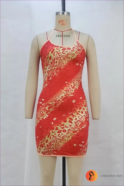 Animal Print Halter Mini Dress - Worth a Second Look - s / Multi - Dresses - Lingerie Hut - Backless • Bodycon