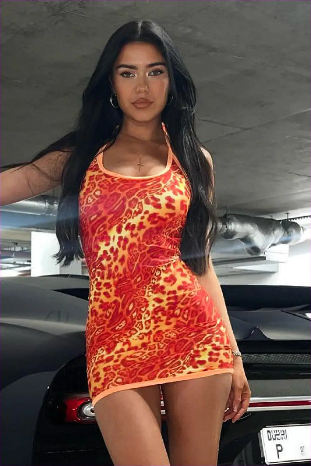 Animal Print Halter Mini Dress - Worth a Second Look - Dresses - Lingerie Hut - Backless • Bodycon • Clubwear