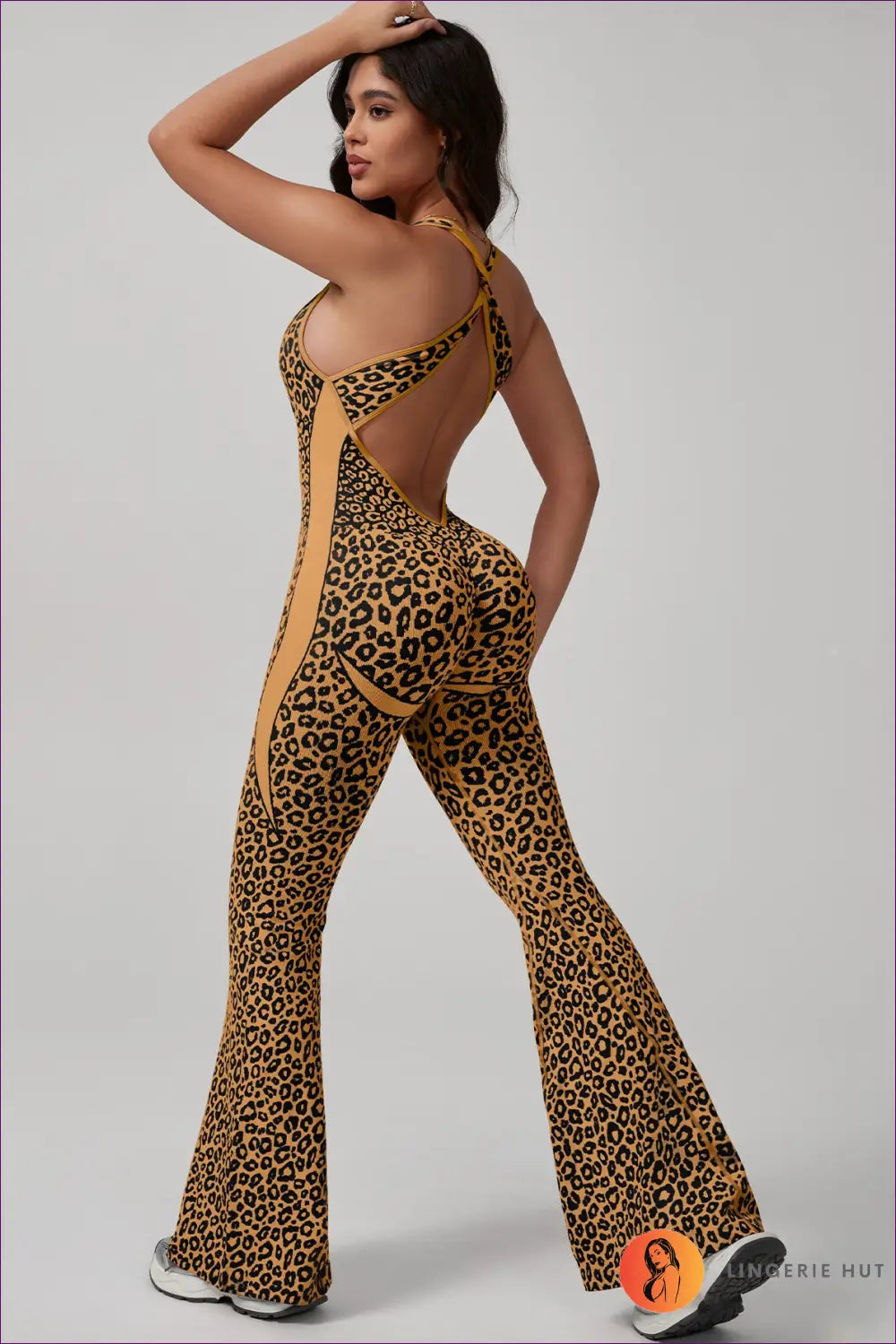 Animal Print Jumpsuit with Cutout Back - Bold Moves Only - s / Classic Leopard Pattern - Lingerie Hut - Activewear