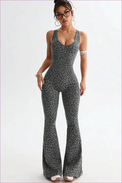 Animal Print Jumpsuit with Cutout Back - Bold Moves Only - Lingerie Hut - Activewear • All Season • Backless • Casual