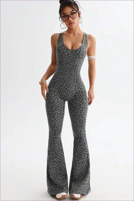 Animal Print Jumpsuit with Cutout Back - Bold Moves Only - Lingerie Hut - Activewear • All Season • Backless • Casual