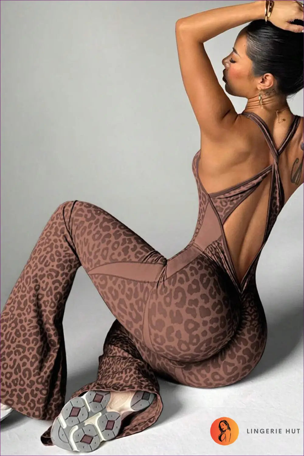 Animal Print Jumpsuit with Cutout Back - Bold Moves Only - s / Brown - Lingerie Hut - Activewear • All Season