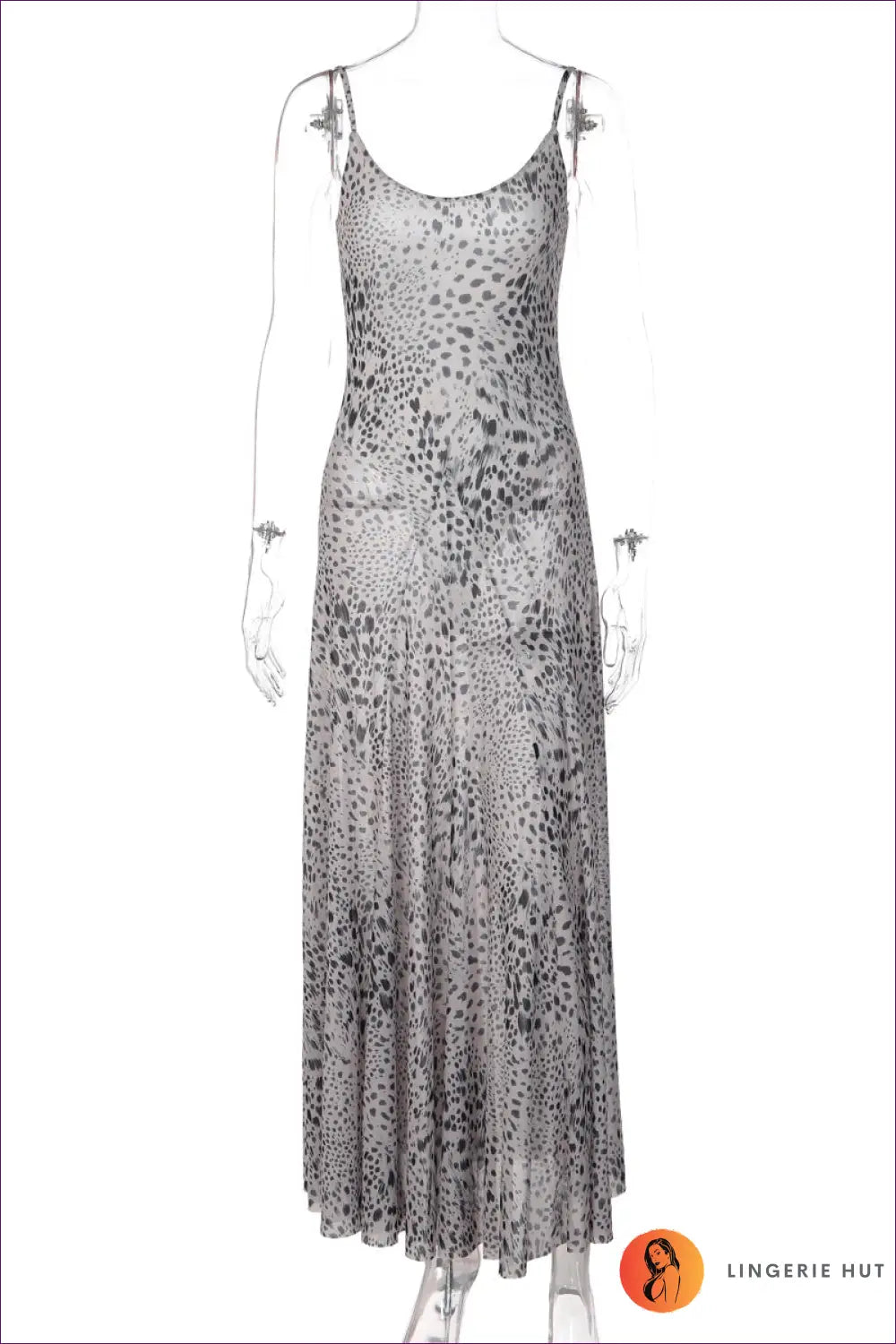 Animal Print Maxi Dress with Sheer Fluted Skirt - Long Way Home - s / Leopard - Casual • Dresses • Everyday