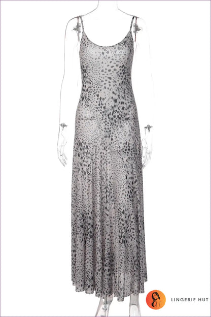 Animal Print Maxi Dress with Sheer Fluted Skirt - Long Way Home - s / Leopard - Casual • Dresses • Everyday