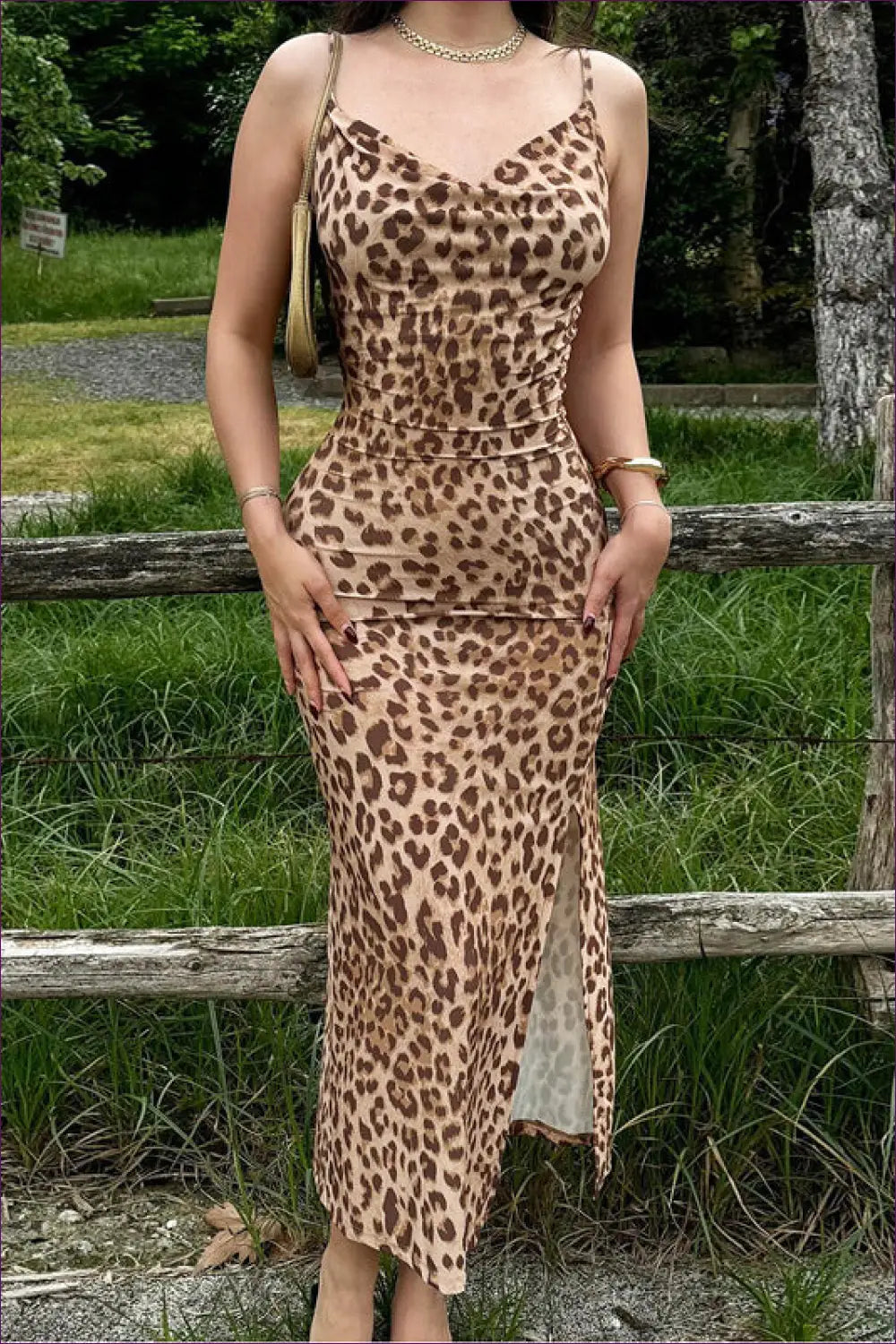 Animal Print Maxi Dress with Split - Summer Evenings Sorted - Dresses - Lingerie Hut - Backless • Cutout • Evening Wear