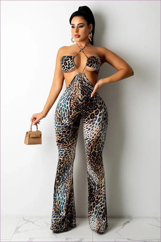 Unleash Your Inner Temptress With Lingerie Hut’s Animal Print Patchwork Cutout Jumpsuit. Designed For