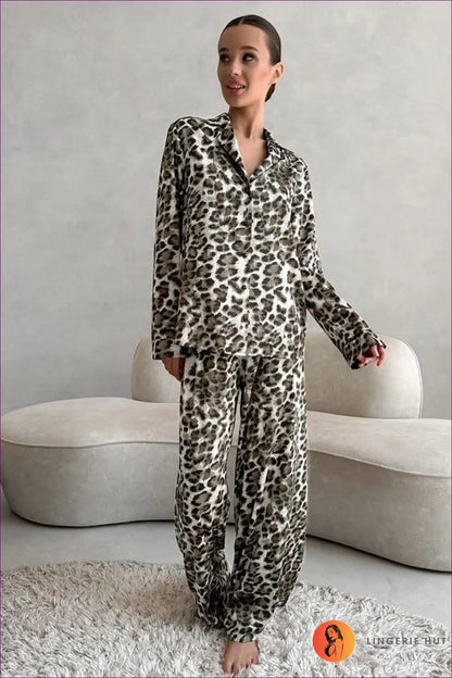 Animal Print Pyjama Set - Wild Sophistication for All Season, Animal, Casual, Everyday, Glamour