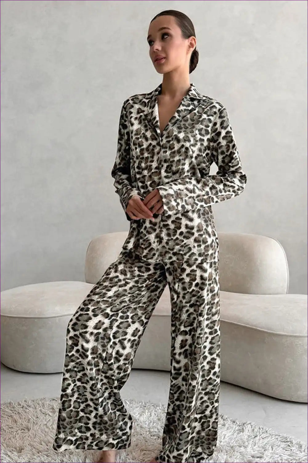 Animal Print Pyjama Set - Wild Sophistication for All Season, Animal, Casual, Everyday, Glamour