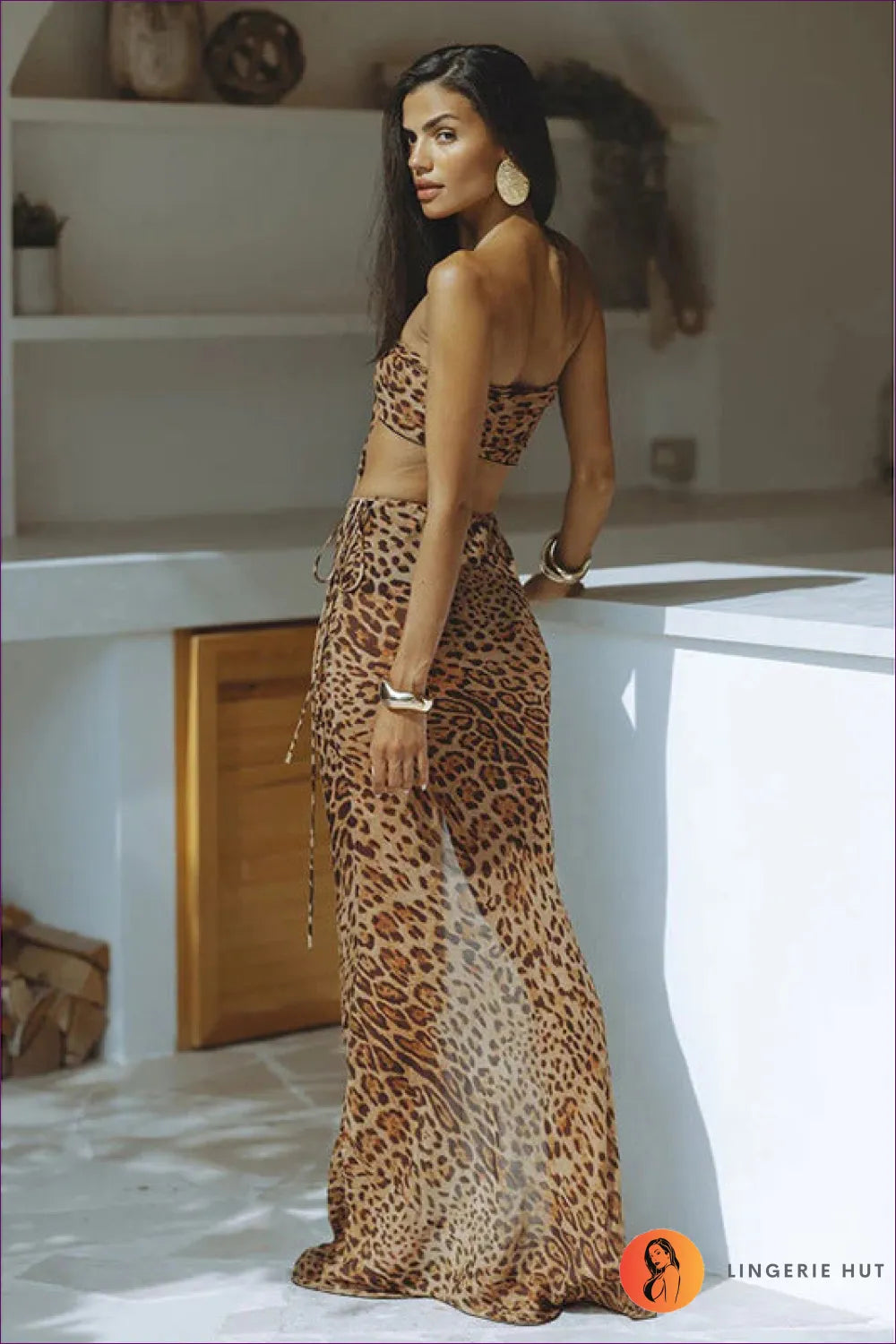 Animal Print Strapless Crop Top & Maxi Skirt Set - Unleash Your Wild Side For x
