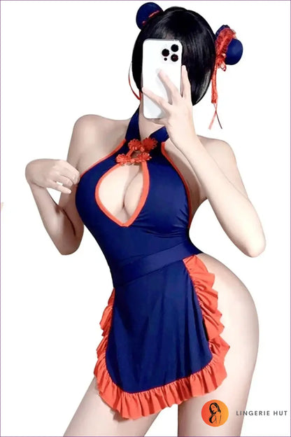 Anime Maid Costume Bodysuit - Cosplay Fantasy Mood - Add Stockings / one Size - Lingerie Hut - Clubwear • Cutout