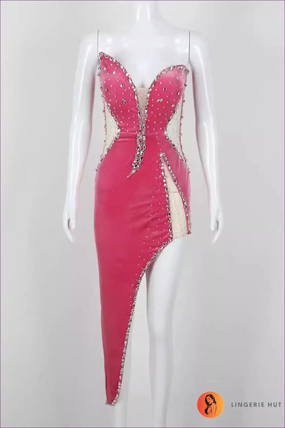 Beaded Asymmetric Midi Dress - the one They’ll Ask About - Xs / Coral Red - Dresses - Lingerie Hut - A-line • All