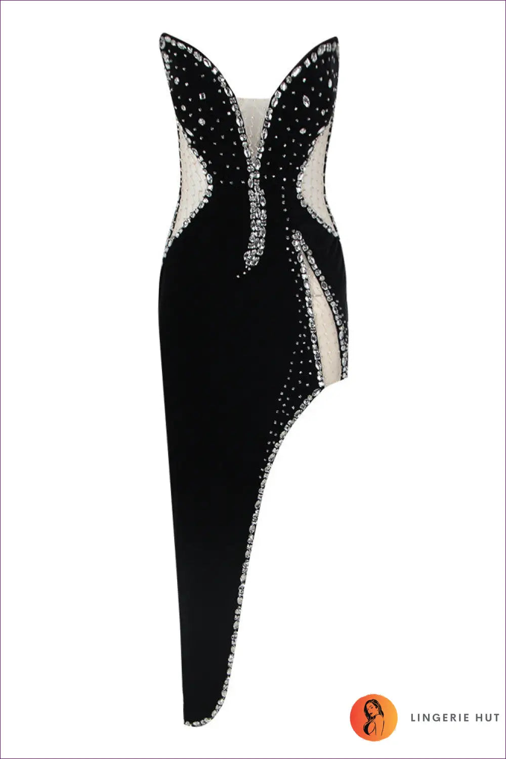 Beaded Asymmetric Midi Dress - the one They’ll Ask About - m / Black - Dresses - Lingerie Hut - A-line • All Season
