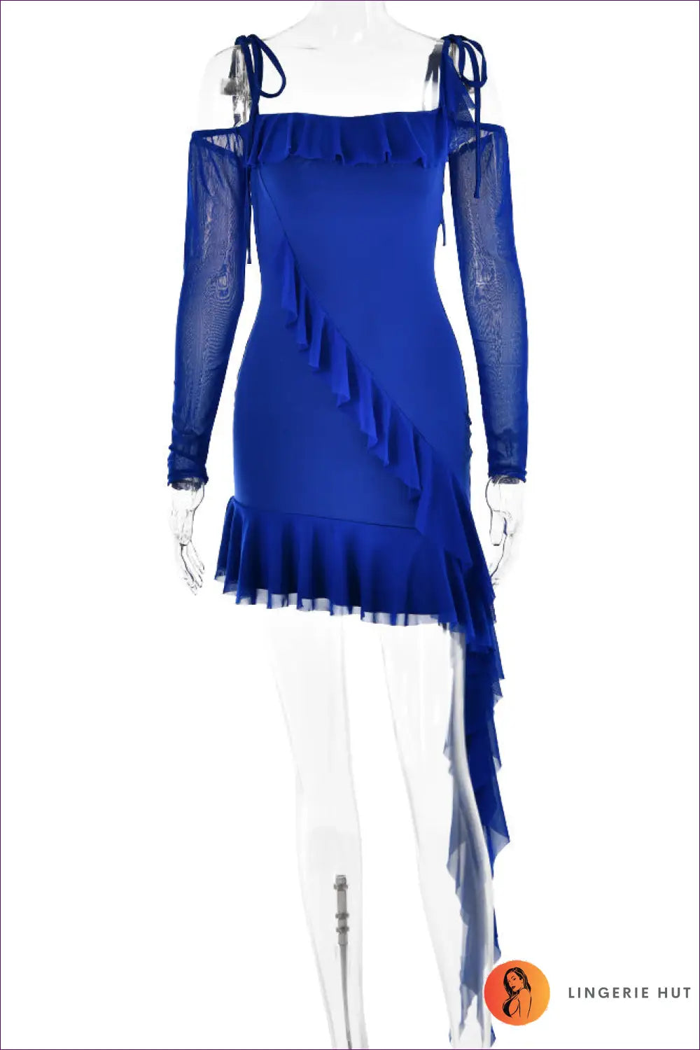 Asymmetric Bodycon Mini Dress - Worth a Second Look - s / Blue - Dresses - Asymmetric • Clubwear • Evening Wear