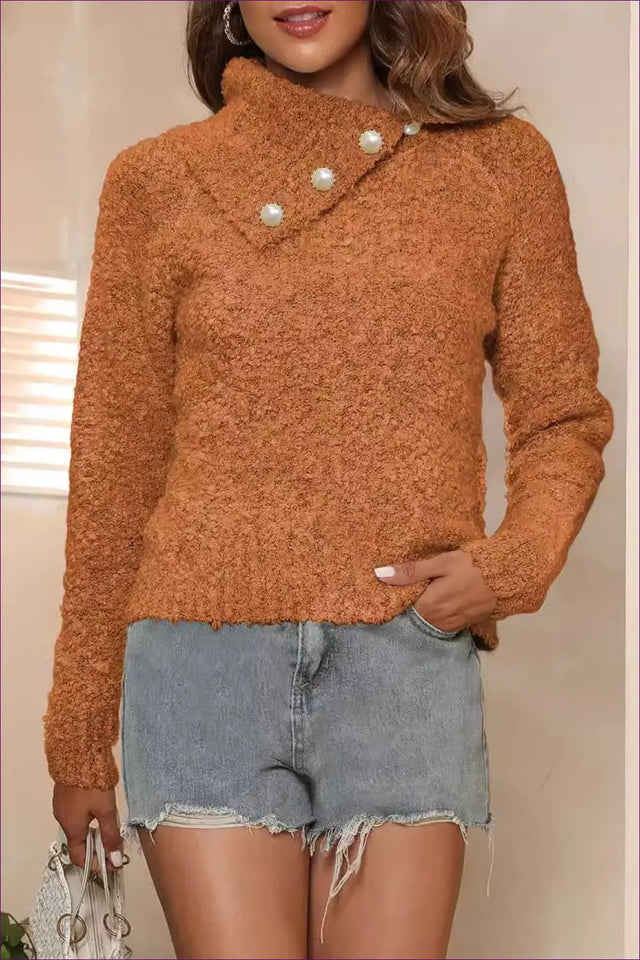 Button Front Textured Knit Top