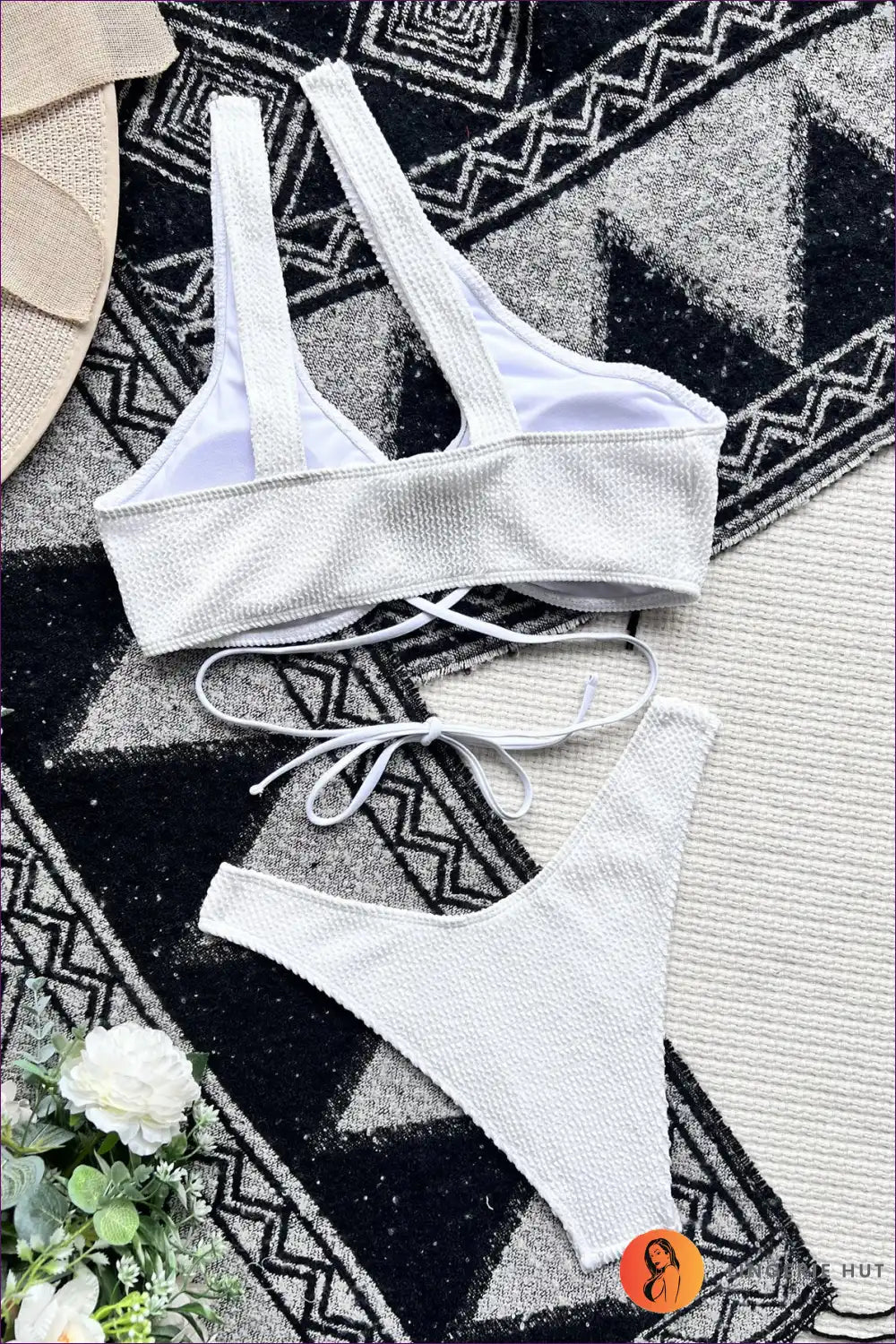 Asymmetric Cutout Bikini with Textured Fabric for Poolside Drama Beachwear, Bikini, Cutout, just In, Summer