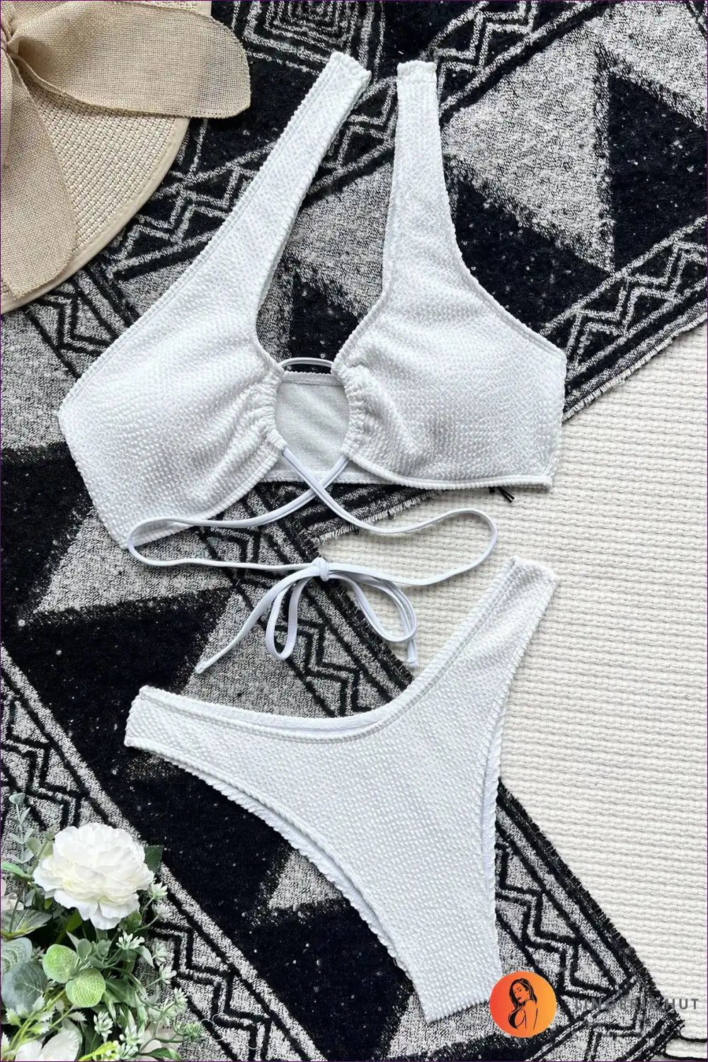 Asymmetric Cutout Bikini with Textured Fabric for Poolside Drama Beachwear, Bikini, Cutout, just In, Summer