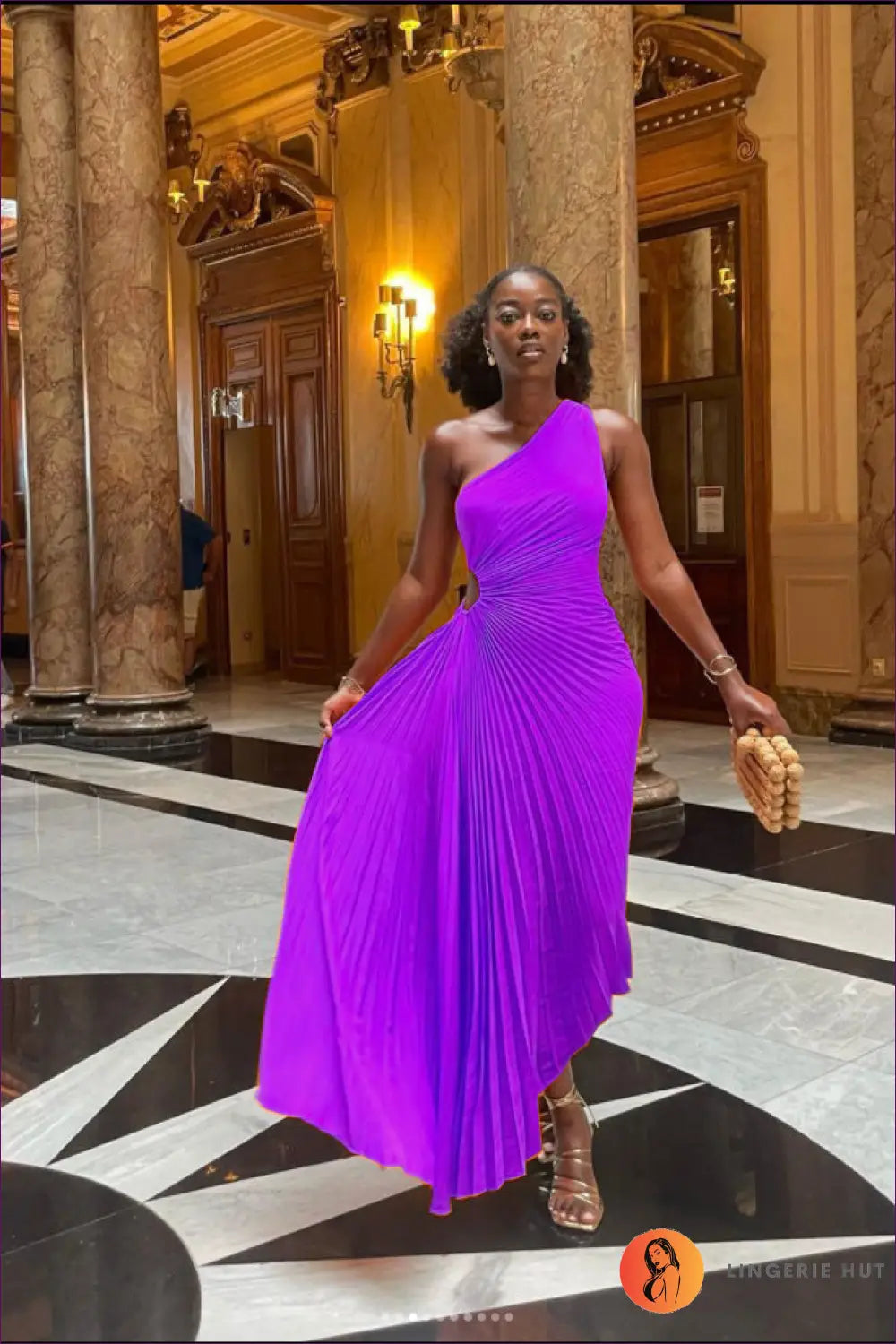 Asymmetric Cutout Maxi Dress - Evening Elegance All Season - s / Purple - Dresses - Lingerie Hut - A-line • All Season