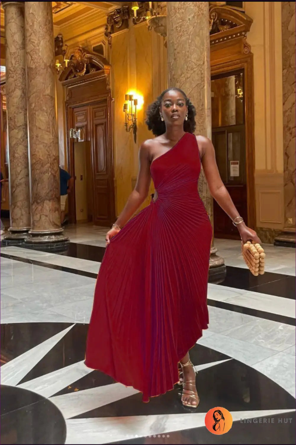 Asymmetric Cutout Maxi Dress - Evening Elegance All Season - s / Burgundy - Dresses - Lingerie Hut - A-line • All