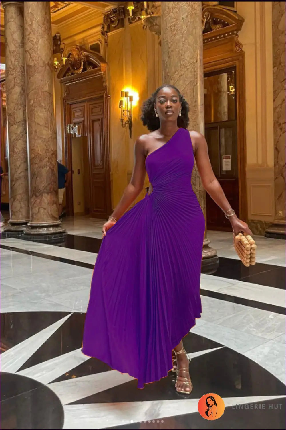 Asymmetric Cutout Maxi Dress - Evening Elegance All Season - s / Dark Purple - Dresses - Lingerie Hut - A-line • All