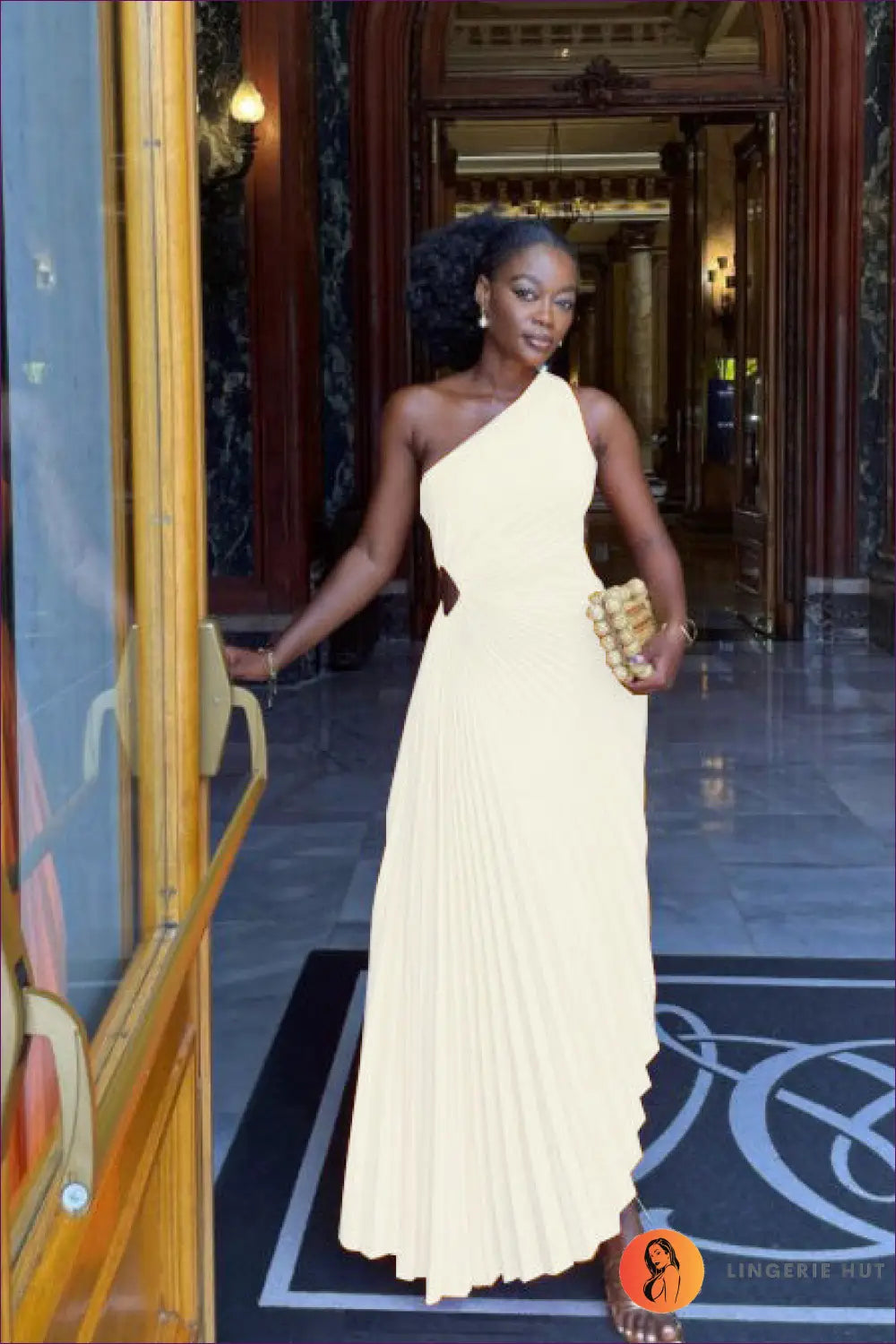 Asymmetric Cutout Maxi Dress - Evening Elegance All Season - s / Ivory - Dresses - Lingerie Hut - A-line • All Season