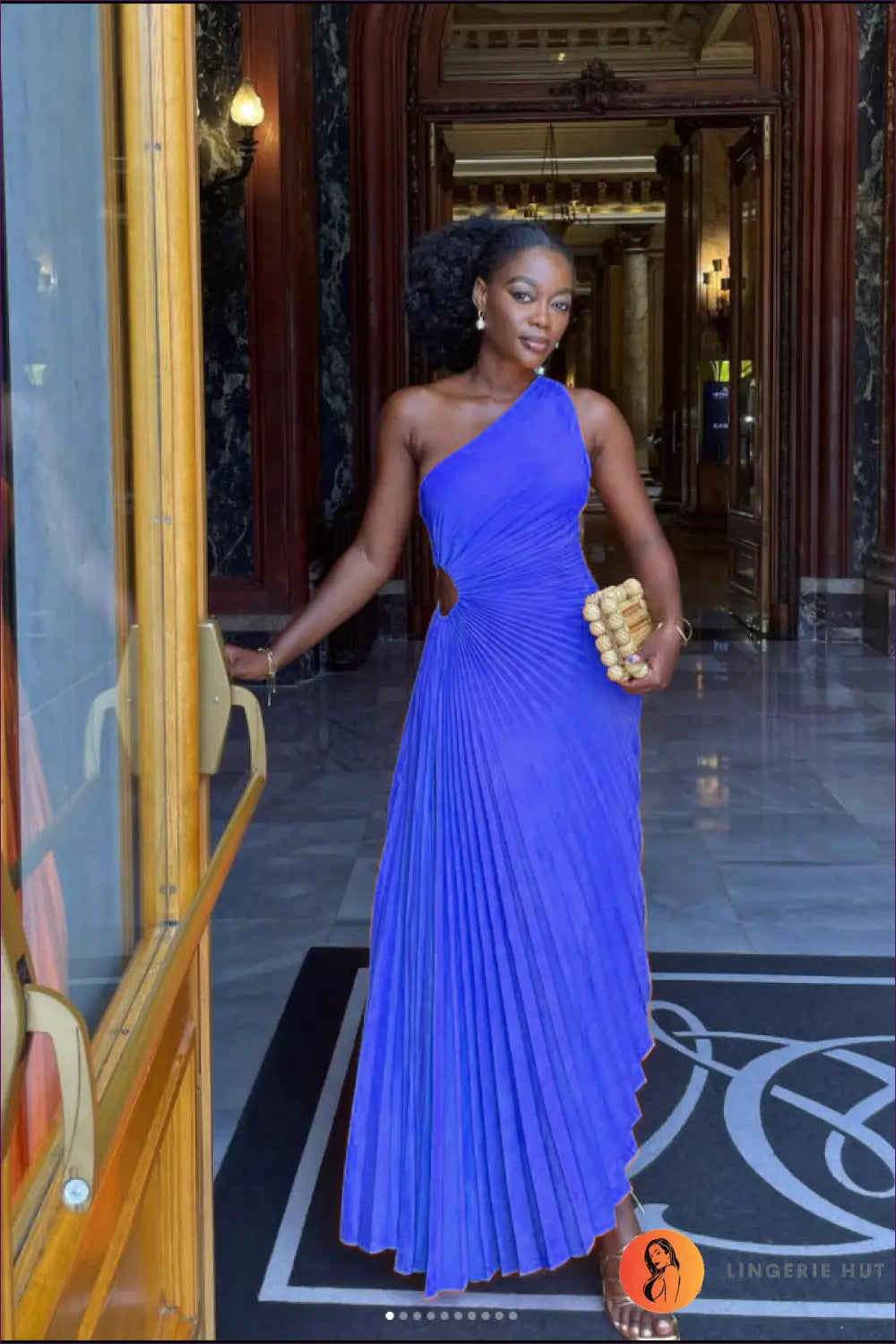 Asymmetric Cutout Maxi Dress - Evening Elegance All Season - s / Blue - Dresses - Lingerie Hut - A-line • All Season