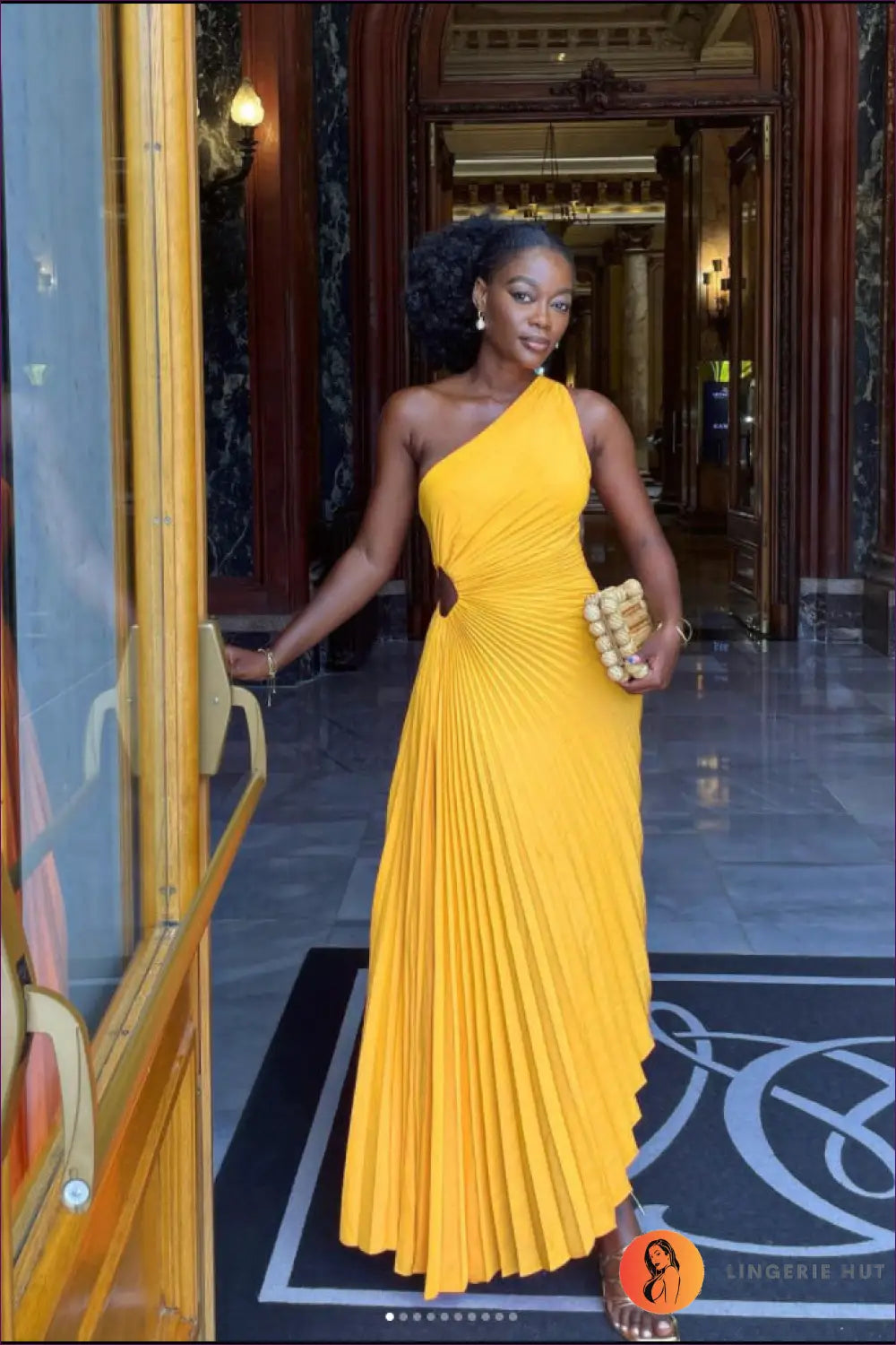 Asymmetric Cutout Maxi Dress - Evening Elegance All Season - s / Yellow - Dresses - Lingerie Hut - A-line • All Season