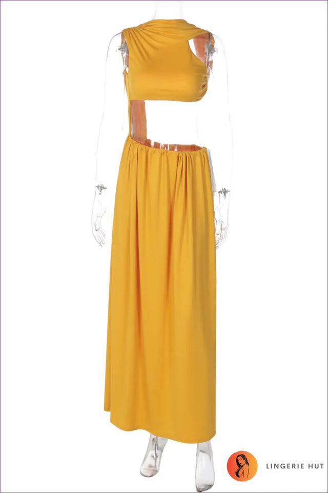 Asymmetric Cutout Co Ord Set with Side Tie - Resort Evenings
