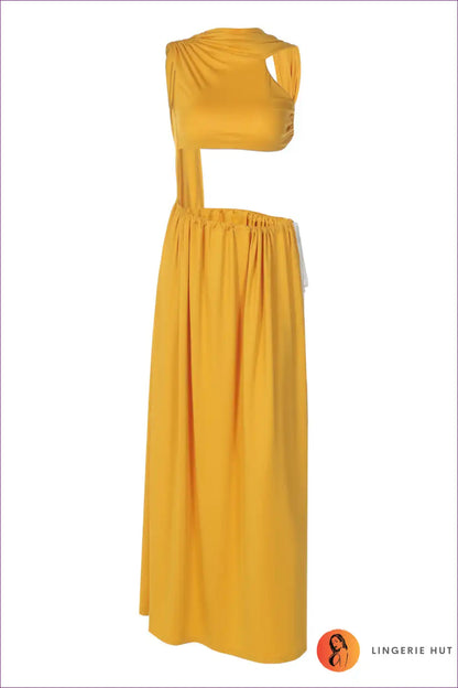 Asymmetric Cutout Maxi Dress with Side Tie - Resort Evenings for Backless, Clubwear, Cutout, Evening Wear,