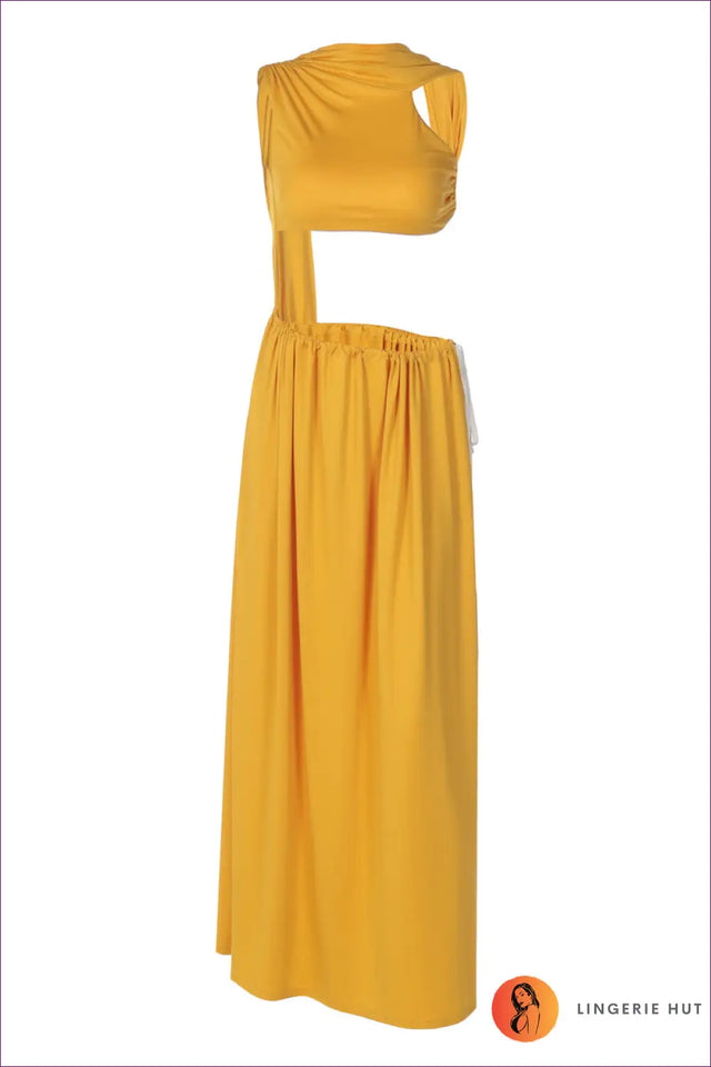 Asymmetric Cutout Co Ord Set with Side Tie - Resort Evenings