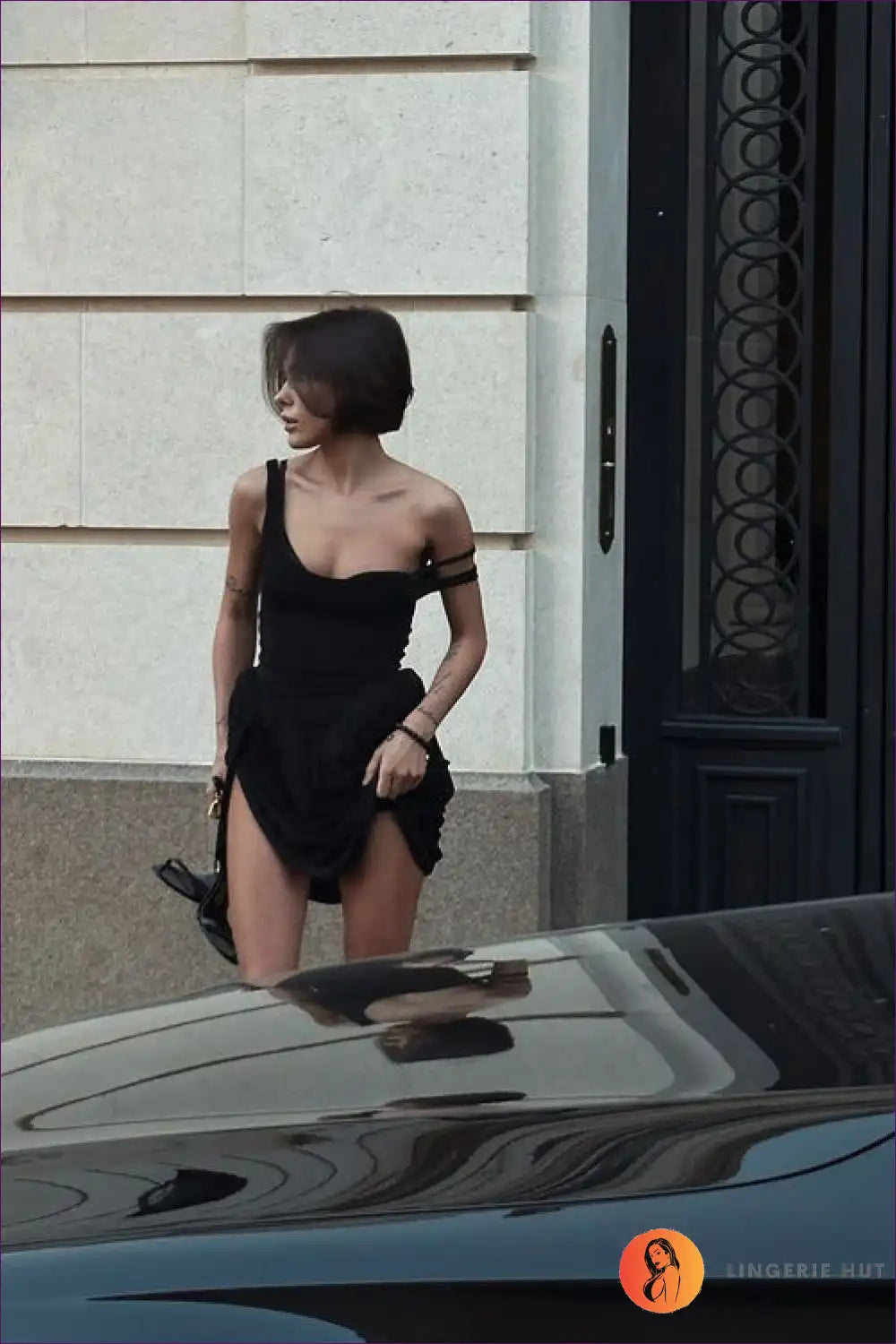 Asymmetric Hem Bodycon Dress with Pleats for Club Nights Bodycon, Clubwear, Evening Wear, High-low Dress,