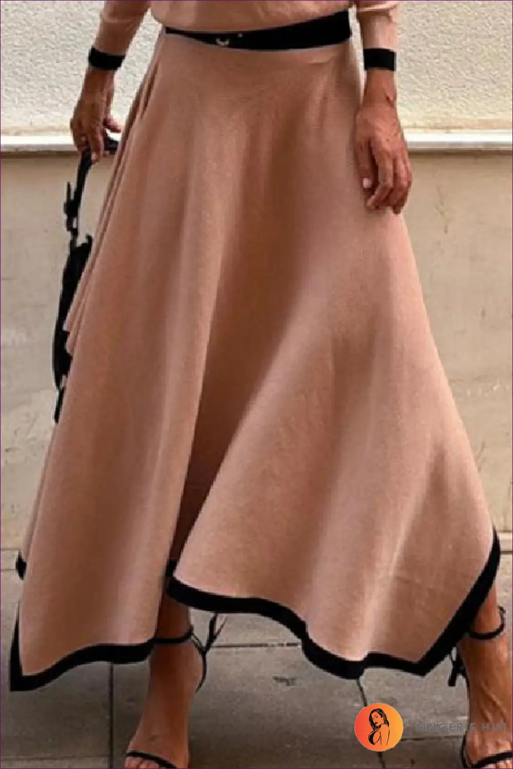Asymmetric Hem Two-piece co Ord Set - Effortless Elegance - s / Dark Brown Skirt - Autumn • Clothing • Elegant