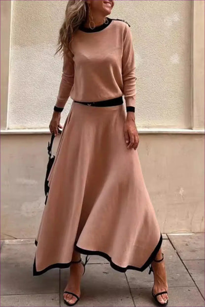 Asymmetric Hem Two-piece co Ord Set - Effortless Elegance - Autumn • Clothing • Elegant • Everyday - Lingerie Hut