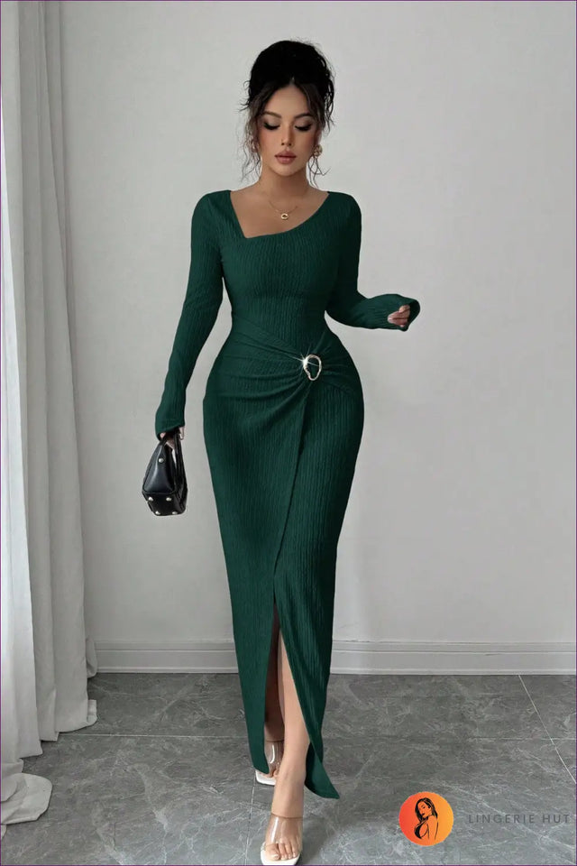 Asymmetric Knitted Maxi Dress - Understated Glamour