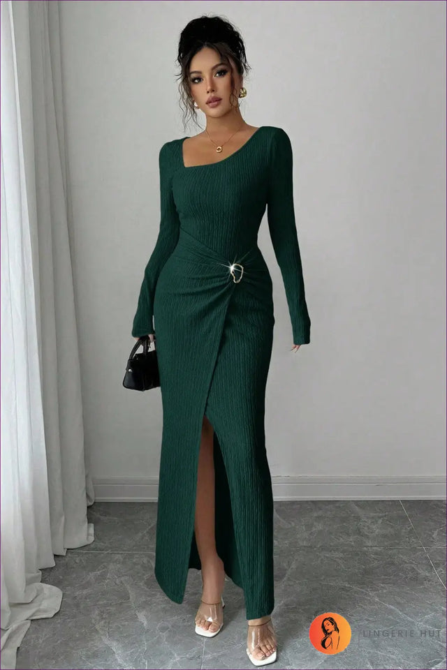 Asymmetric Knitted Maxi Dress - Understated Glamour