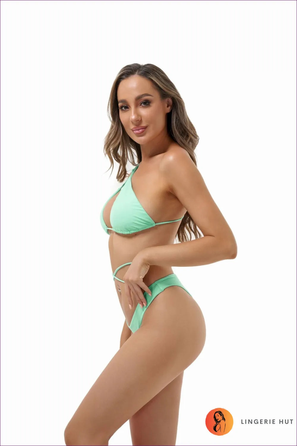 Elevate Your Beach Chic With Our Asymmetric Lace Up One Shoulder Bikini. a Unique Two-piece Set For Maximum