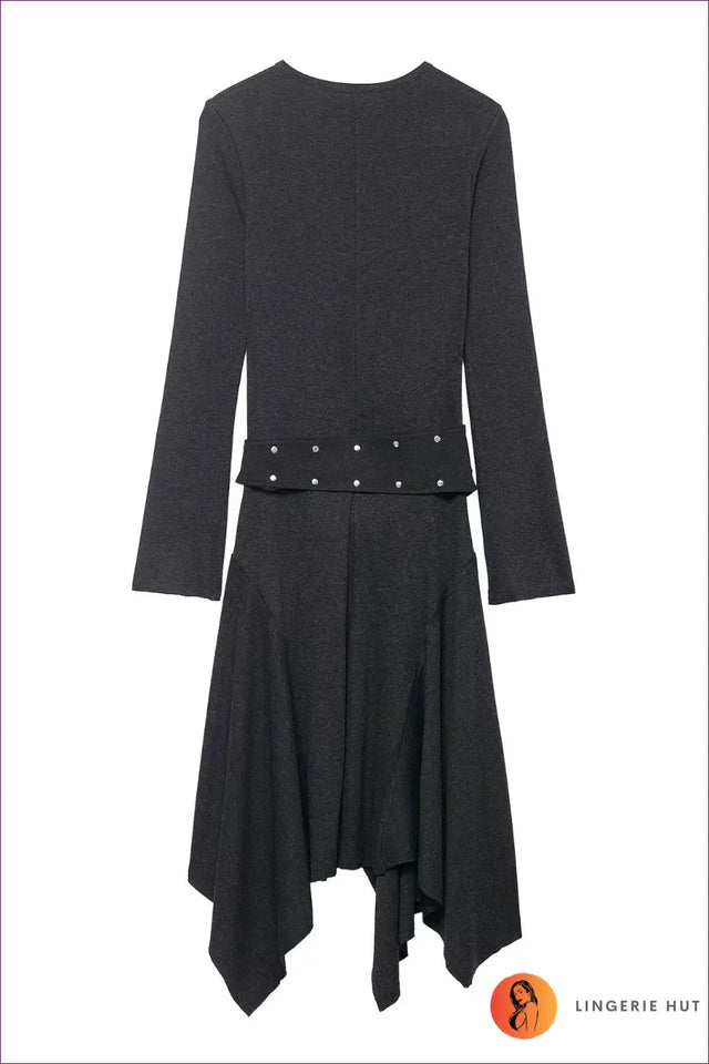 Asymmetric Midi Dress with Belt Detail - Urban Edge Statement