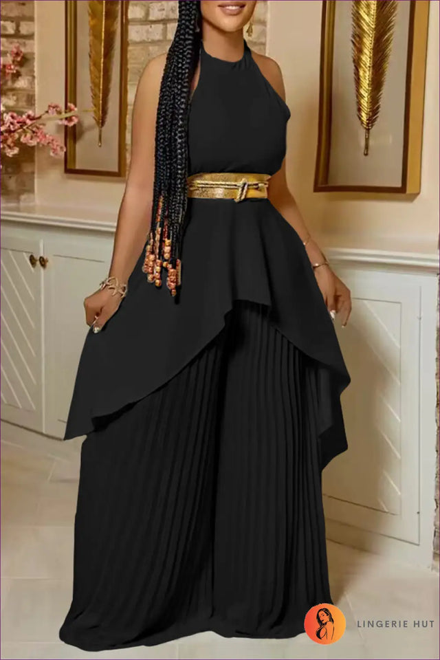 Asymmetric Co Ord Set with Pleated Trousers - Effortless Chic Mood