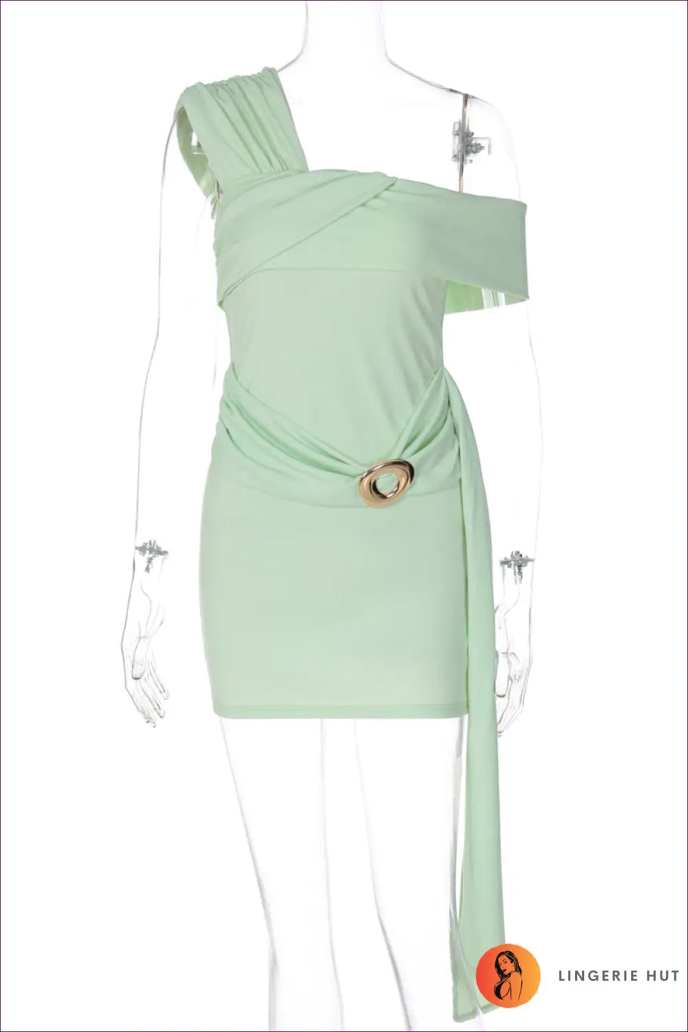 Asymmetric Ring Detail Bodycon Dress for Summer Evenings - s / Green - Dresses - Asymmetric • Bodycon Mini Dress
