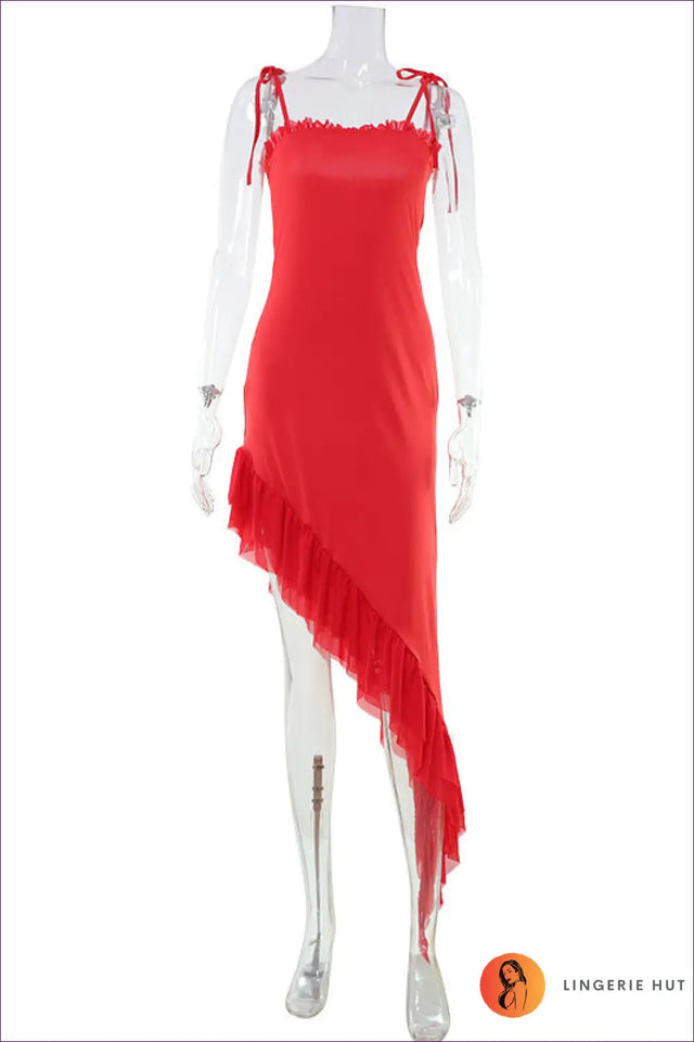 Asymmetric Ruffle High-Low Cami Dress - Effortless City Glam