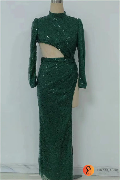 Asymmetric Sequin Maxi Dress - Understated Glamour - Dresses - Lingerie Hut - All Season • Autumn • Bodycon • Evening