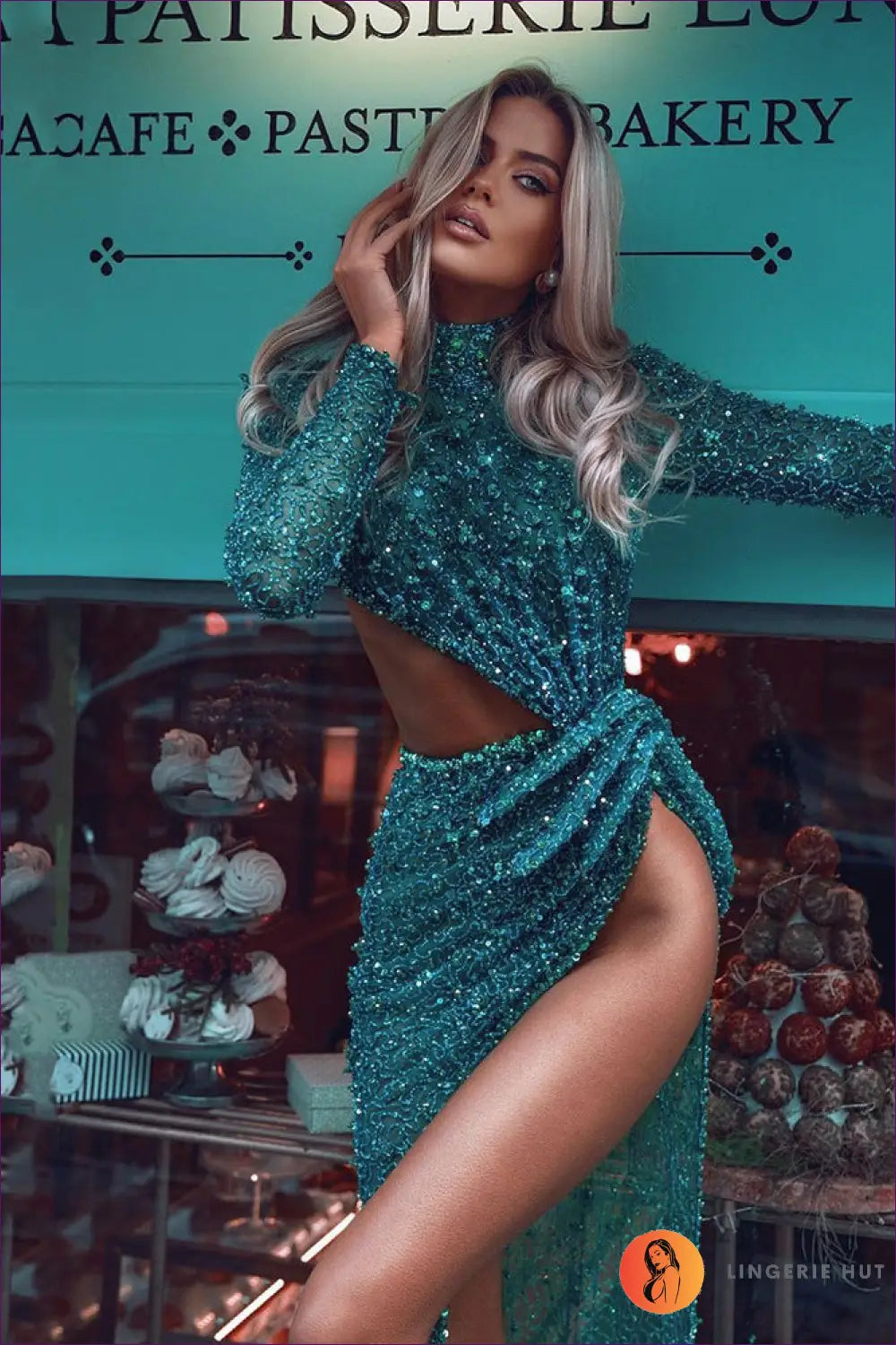 Asymmetric Sequin Maxi Dress - Understated Glamour - Dresses - Lingerie Hut - All Season • Autumn • Bodycon • Evening