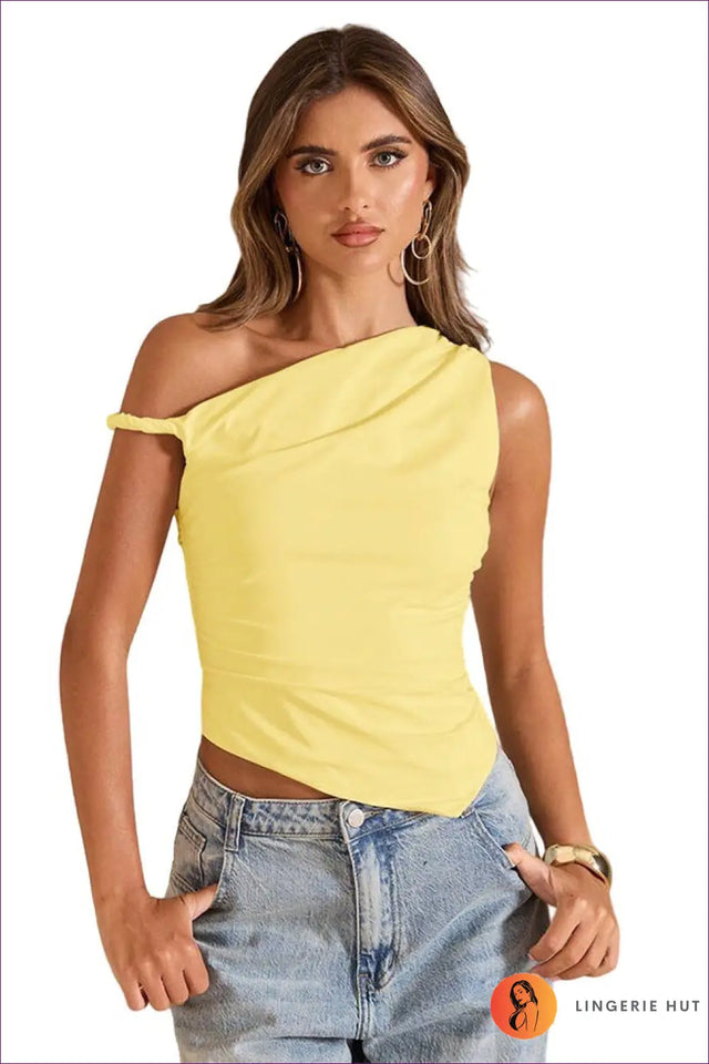 Asymmetric One Shoulder Pleated Top - Fresh Modern Vitality
