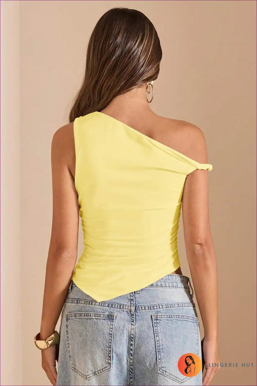 Asymmetric one Shoulder Pleated Top - Fresh Modern Vitality for Casual, just In, Party, Polyester, s