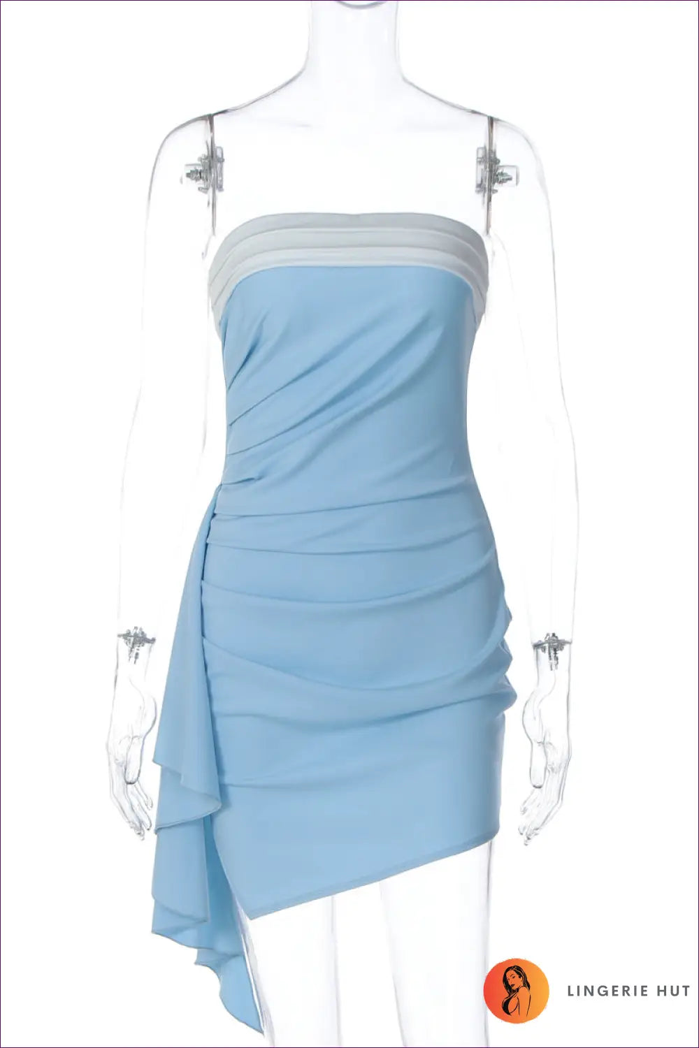 Asymmetric Strapless Bodycon Dress - Worth a Second Look - s / Blue - Dresses - Lingerie Hut - Backless • Clubwear
